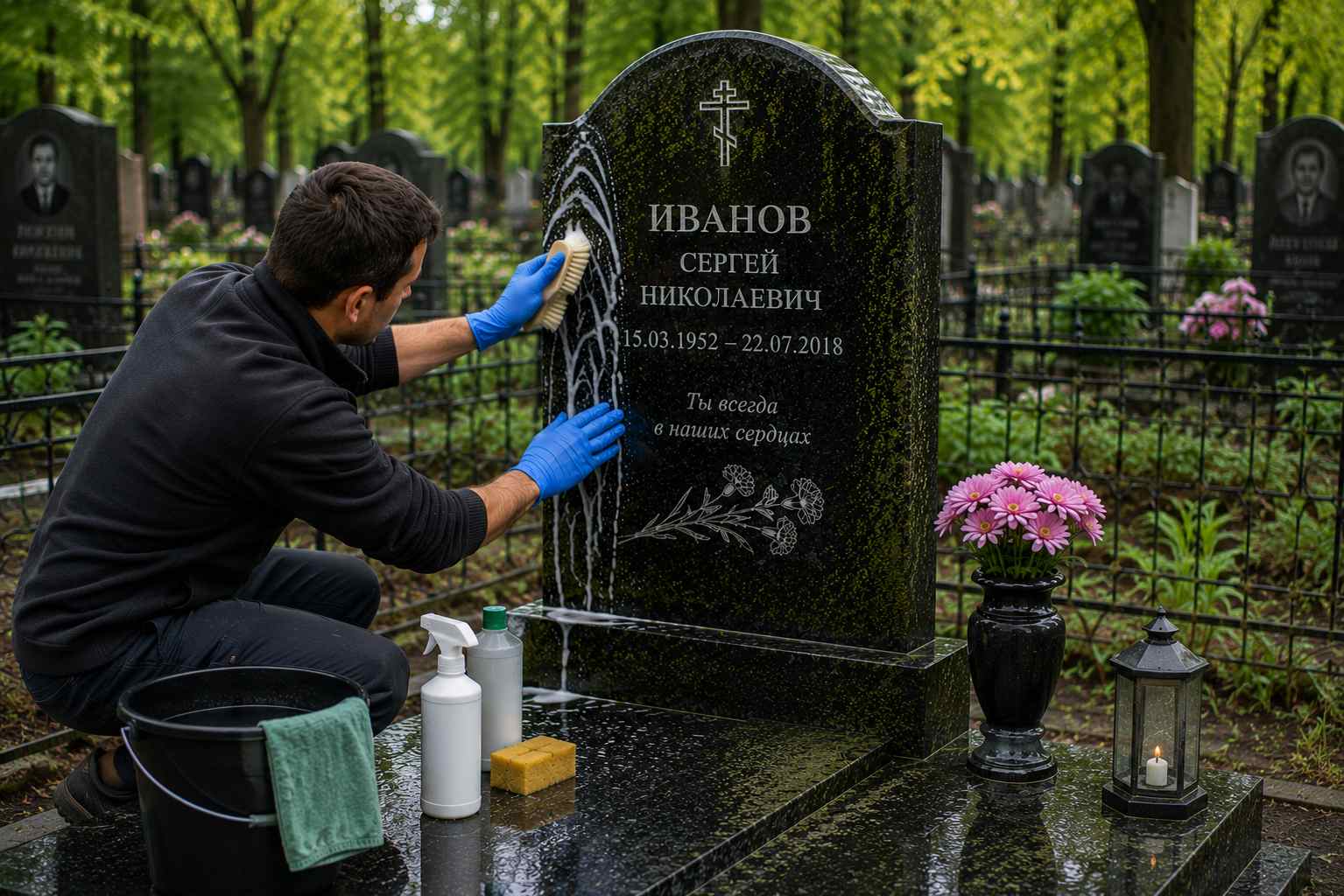 памятник покрылся мхом