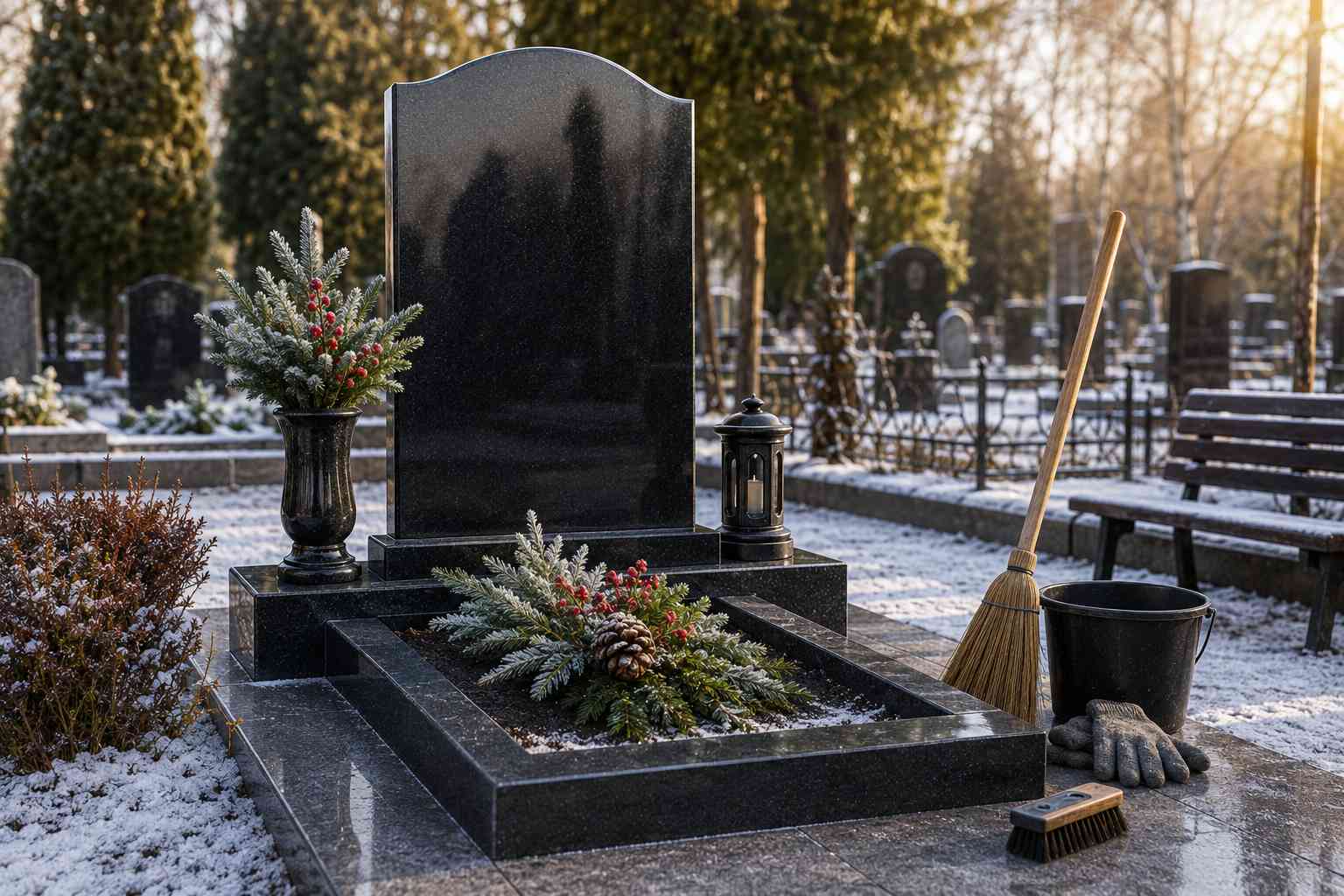 как подготовить памятник к зиме