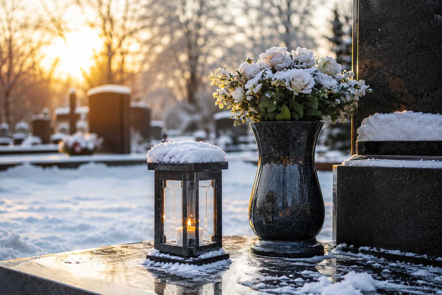 вазы и лампадки зимой