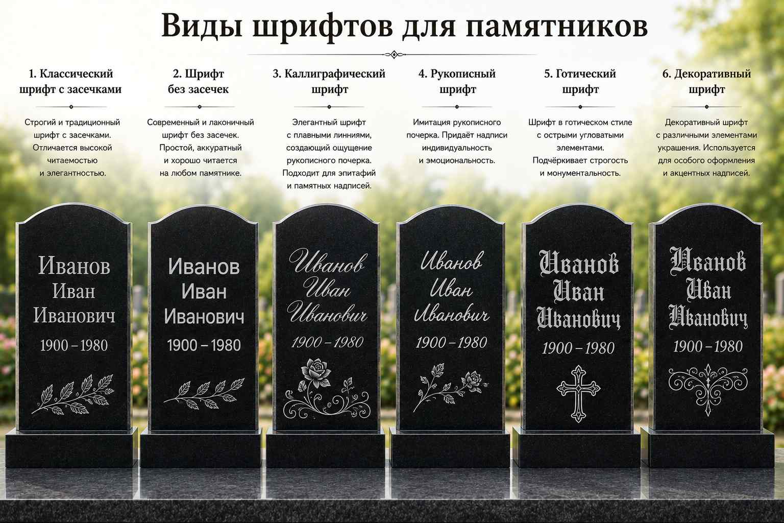 Какой шрифт выбрать для памятника