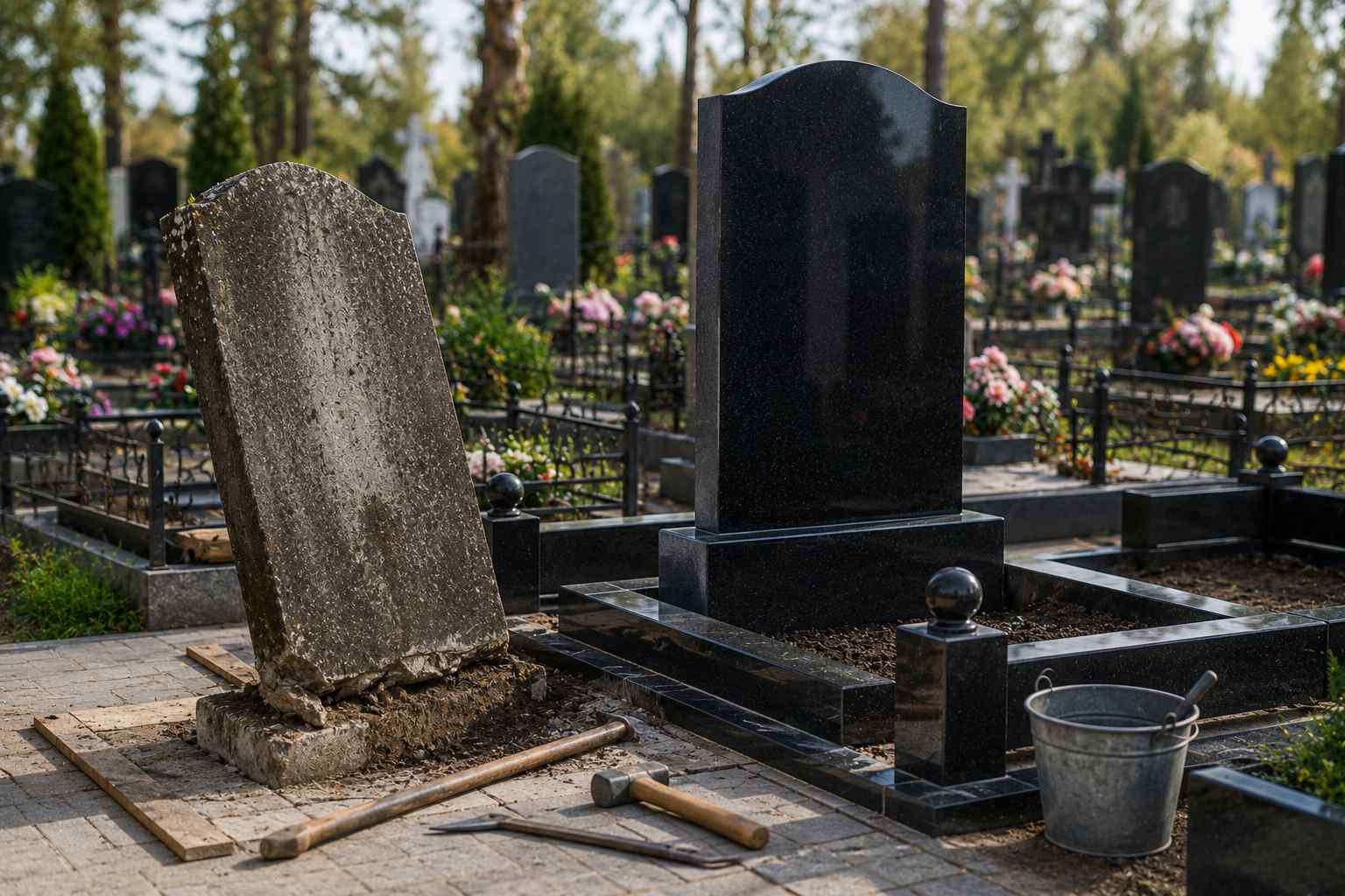 Замена старого памятника на новый